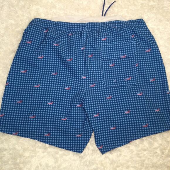 Vinyard Vines Patriotic Gingham Plaid USA Whale Swim Trunks XXL Mens - Picture 3 of 5